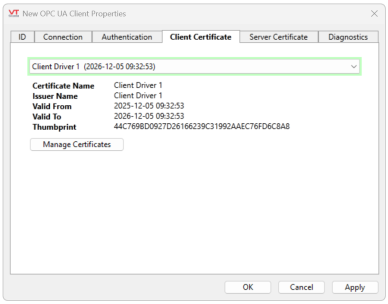 Client certificate selected appearance