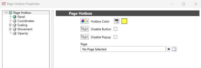 Configure the hotbox color, link the intended page or disable features in the properties dialog.