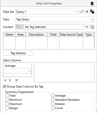 Configuration options for a Tag Query data cell.
