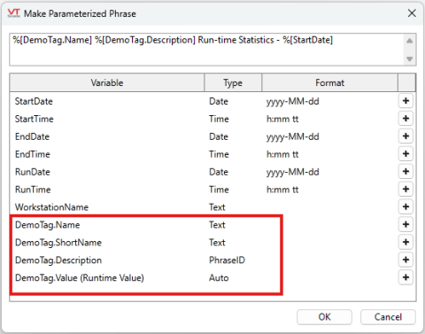 Example of making a parameterized phrase Example of making a parameterized phrase