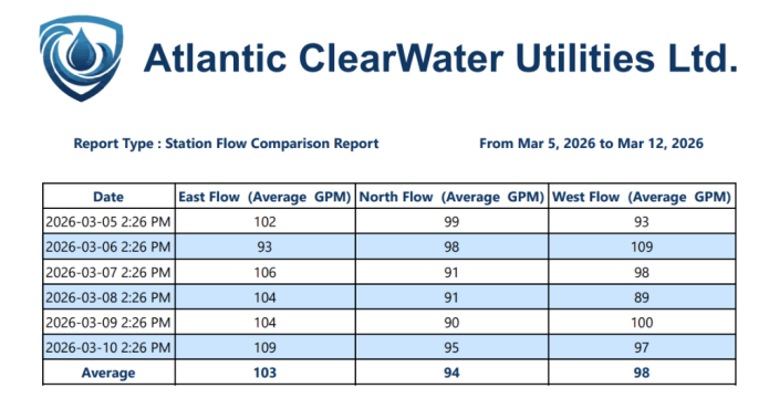 A portion of a report displays an example of a configured table.