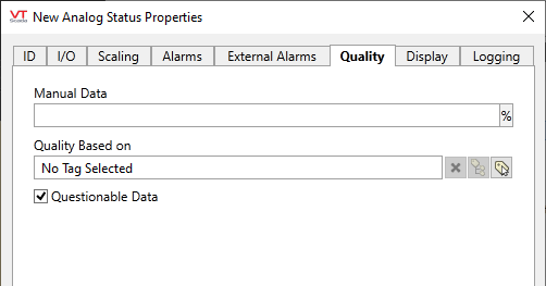 Analog Status tag - quality tab