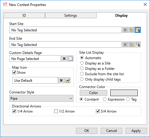 Context tag - Display tab - Connector option Context tag - Display tab - Connector option