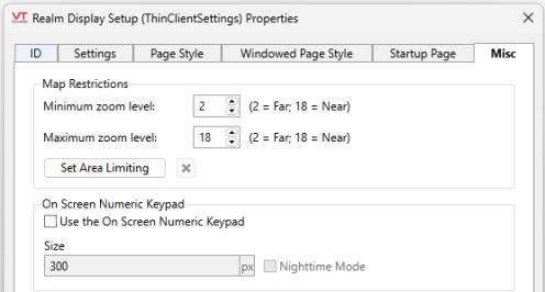 Specify slippy map settings and On Screen Numeric Keypad settings.