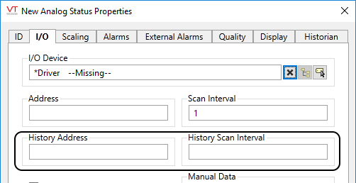 Analog Status tag history fields