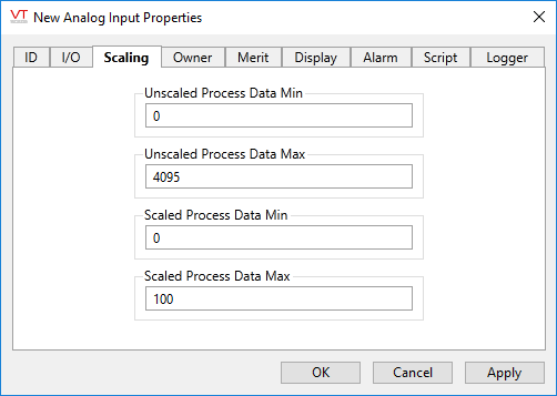 Scaling tab for any tag configuration