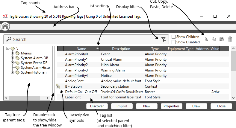 Default tag list in the Tag Browser