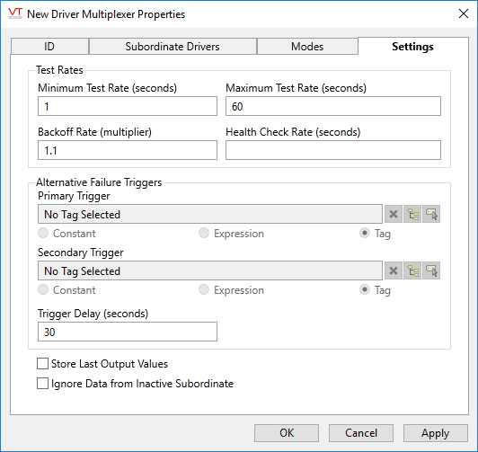 DriverMUX settings tab