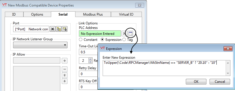 Modbus Plus addressing expression