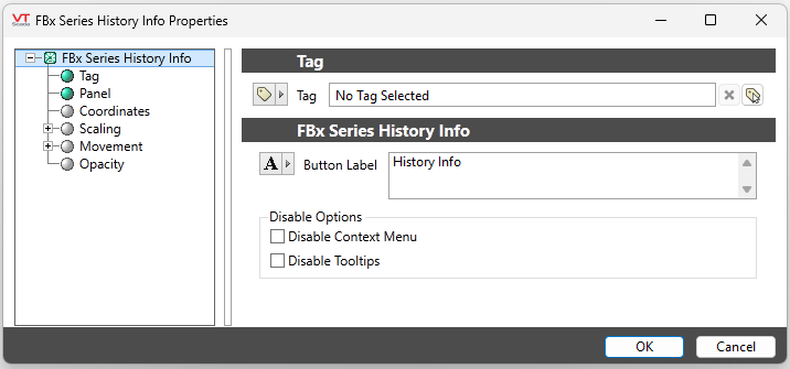 Link your FBx Series DNP3 Driver tag, customize the button label or disable selected operator features.