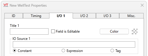 Configure the title, editability, color, and source of  IO devices
