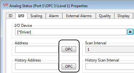 OPC address browser buttons